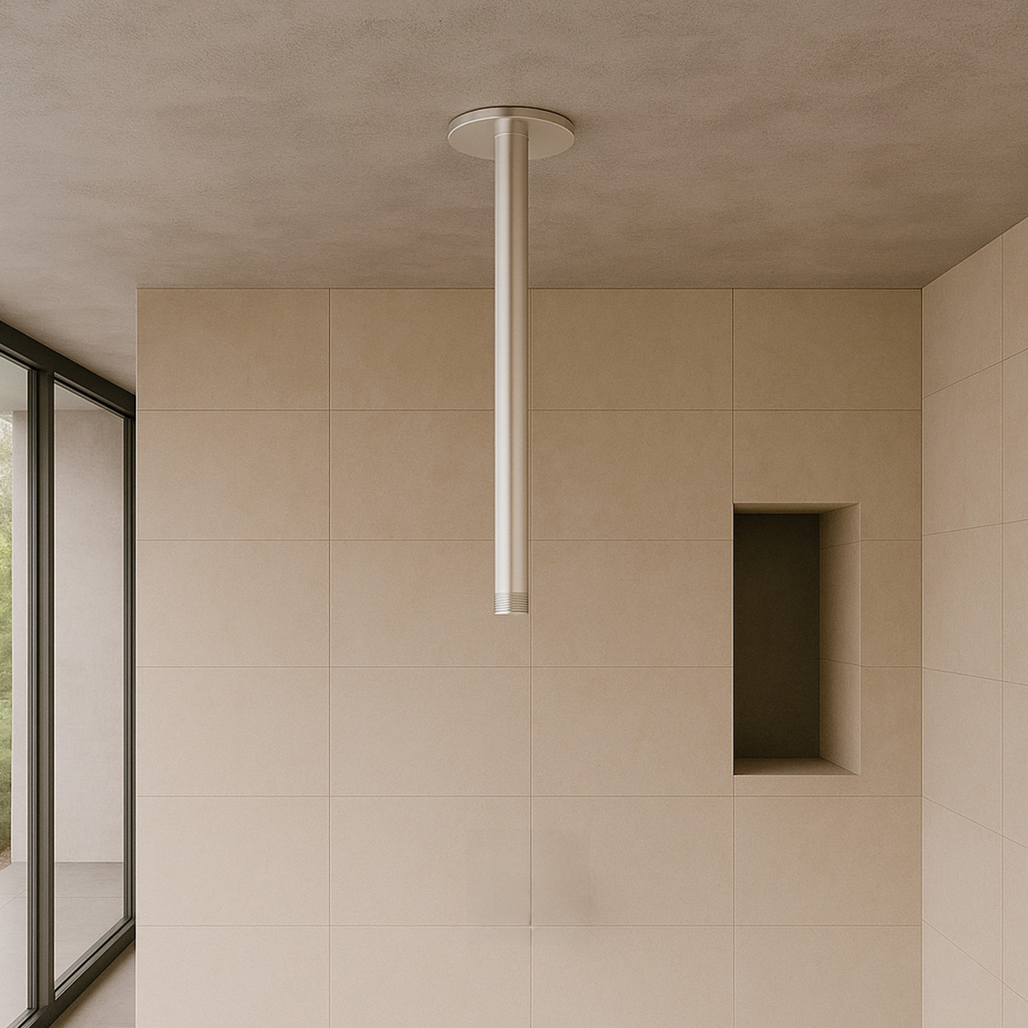 BRACCIO-DOCCIA-SOFFITTO-LEVANTE-LUNGO-INOX-ambientata BRACCIO-DOCCIA-SOFFITTO-LEVANTE-LUNGO-INOX