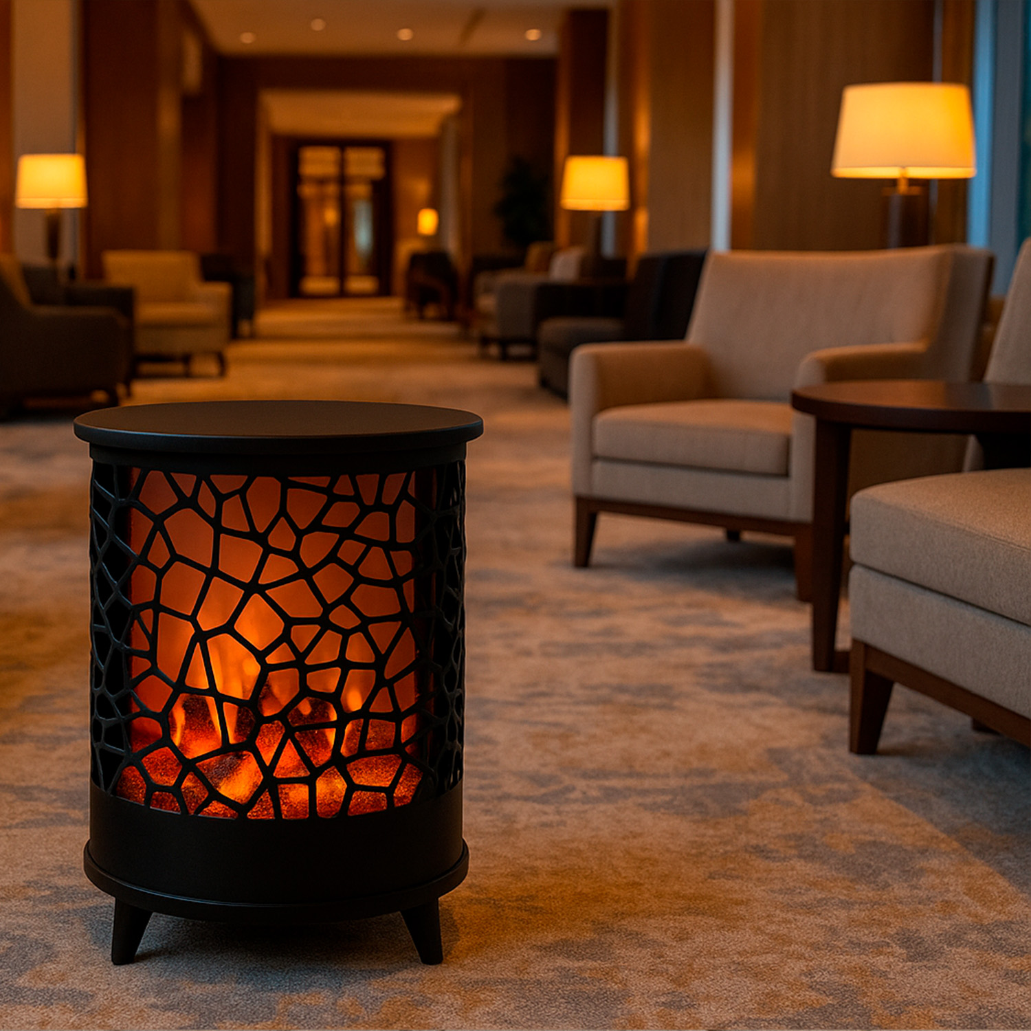 CAMINETTO-GARDENA-3 - SINED | Duchas de piscina | Chaise longue de jardín | Chimeneas eléctricas | Calefactores infrarrojos