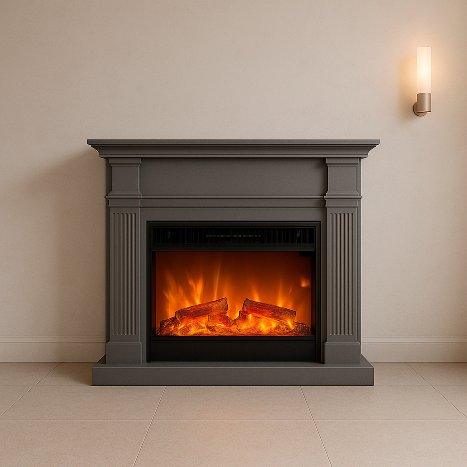 CAMINO-CALDERA-XXL-GRIGIO-2 - SINED | Duchas de piscina | Chaise longue de jardín | Chimeneas eléctricas | Calefactores infrarrojos