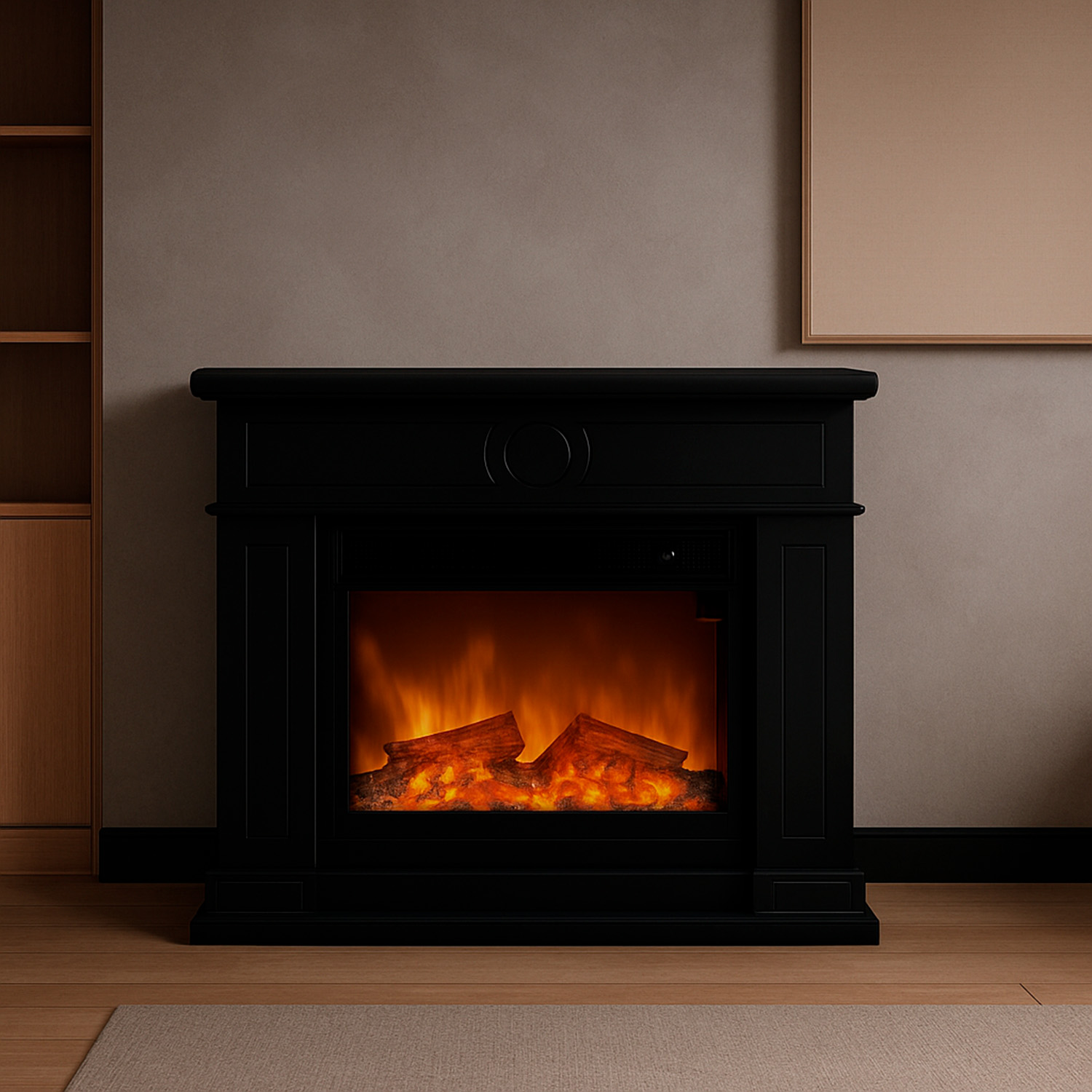 CAMINO-LIPARI-XXL-NERO-ambientata - SINED | Duchas de piscina | Chaise longue de jardín | Chimeneas eléctricas | Calefactores infrarrojos