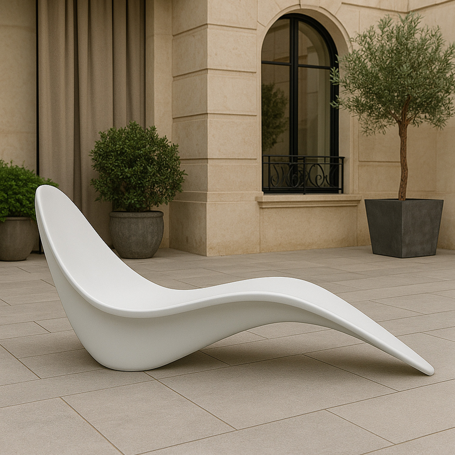 CHAISE-LONGUE-VENERE-BIANCA-6 - SINED | Duchas de piscina | Chaise longue de jardín | Chimeneas eléctricas | Calefactores infrarrojos