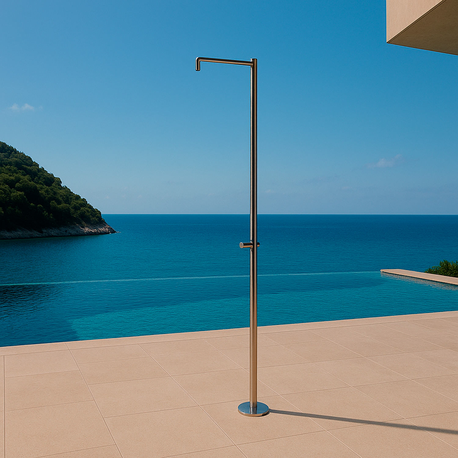 DOCCIA-INOX-MONOCOLO-4 - SINED | Duchas de piscina | Chaise longue de jardín | Chimeneas eléctricas | Calefactores infrarrojos