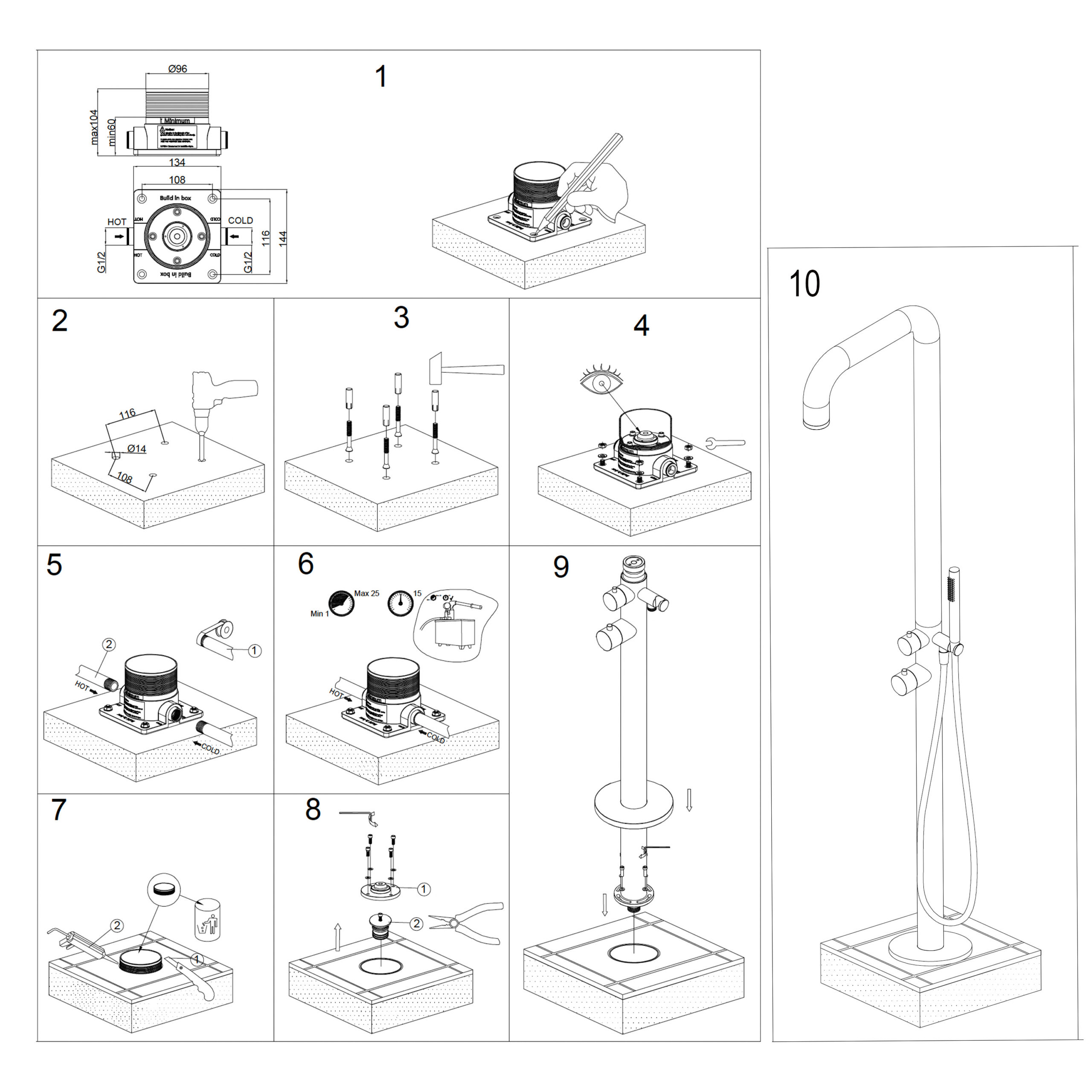DOCCIA-INOX-MONOCOLO-5 - SINED | Duchas de piscina | Chaise longue de jardín | Chimeneas eléctricas | Calefactores infrarrojos