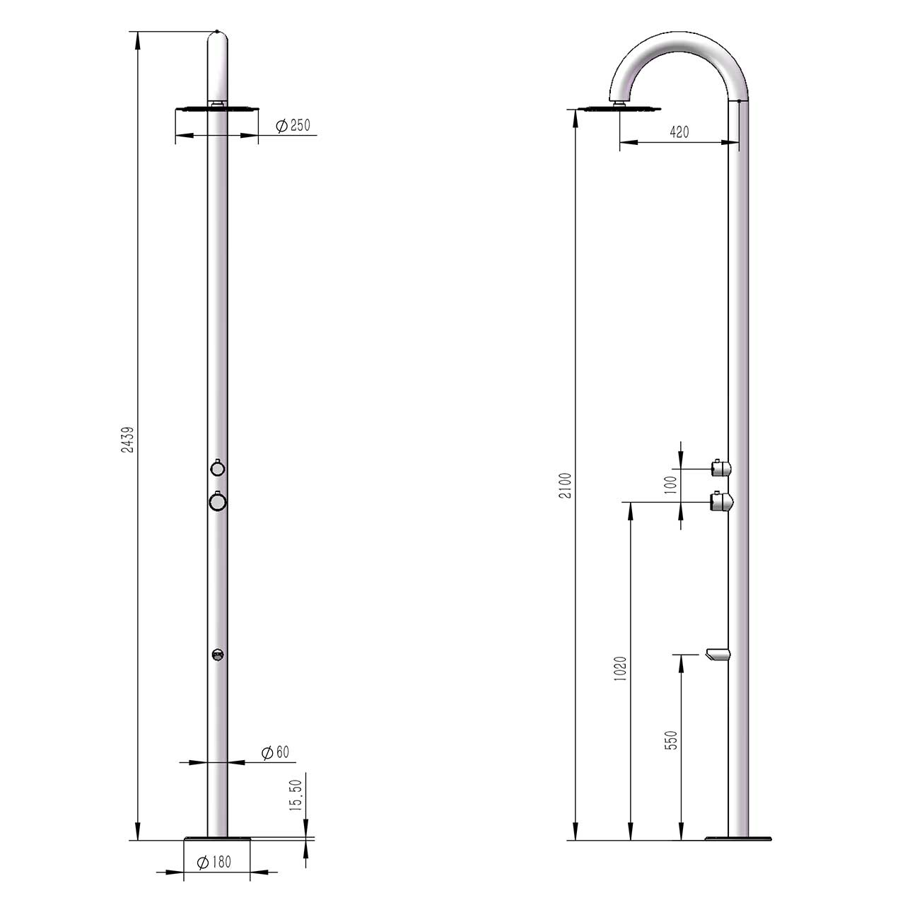 DOCCIA-PALAU-NERA - SINED | Duchas de piscina | Chaise longue de jardín | Chimeneas eléctricas | Calefactores infrarrojos