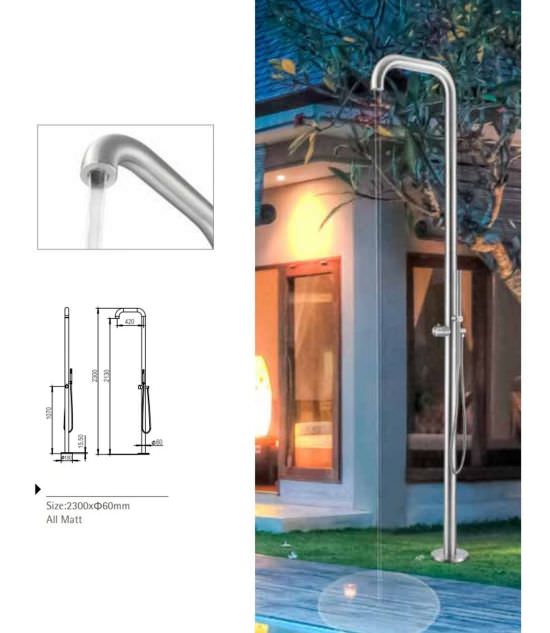 DOCCIA-SASSARI-INOX-8 - SINED | Duchas de piscina | Chaise longue de jardín | Chimeneas eléctricas | Calefactores infrarrojos