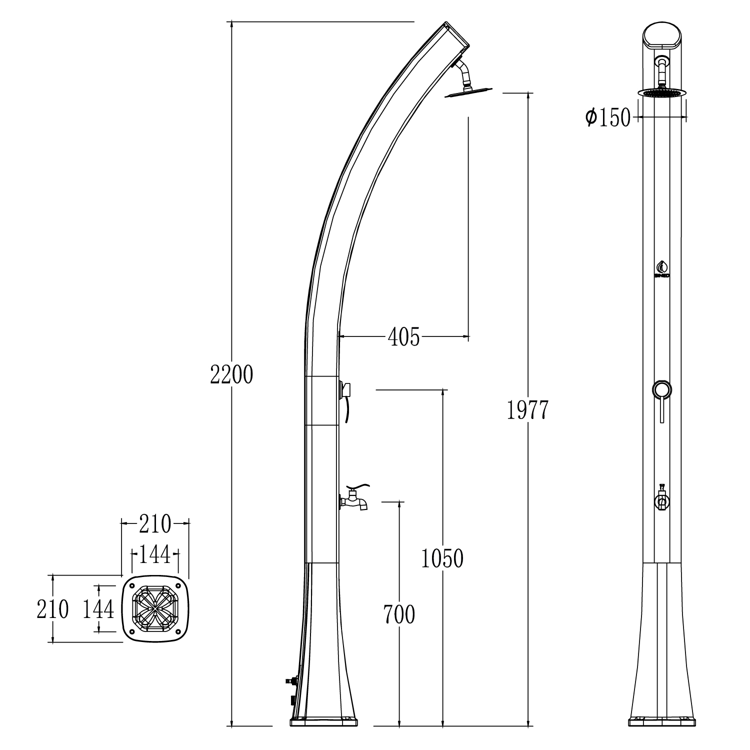 DOCCIA-SOLE-GRIGIA - SINED | Duchas de piscina | Chaise longue de jardín | Chimeneas eléctricas | Calefactores infrarrojos
