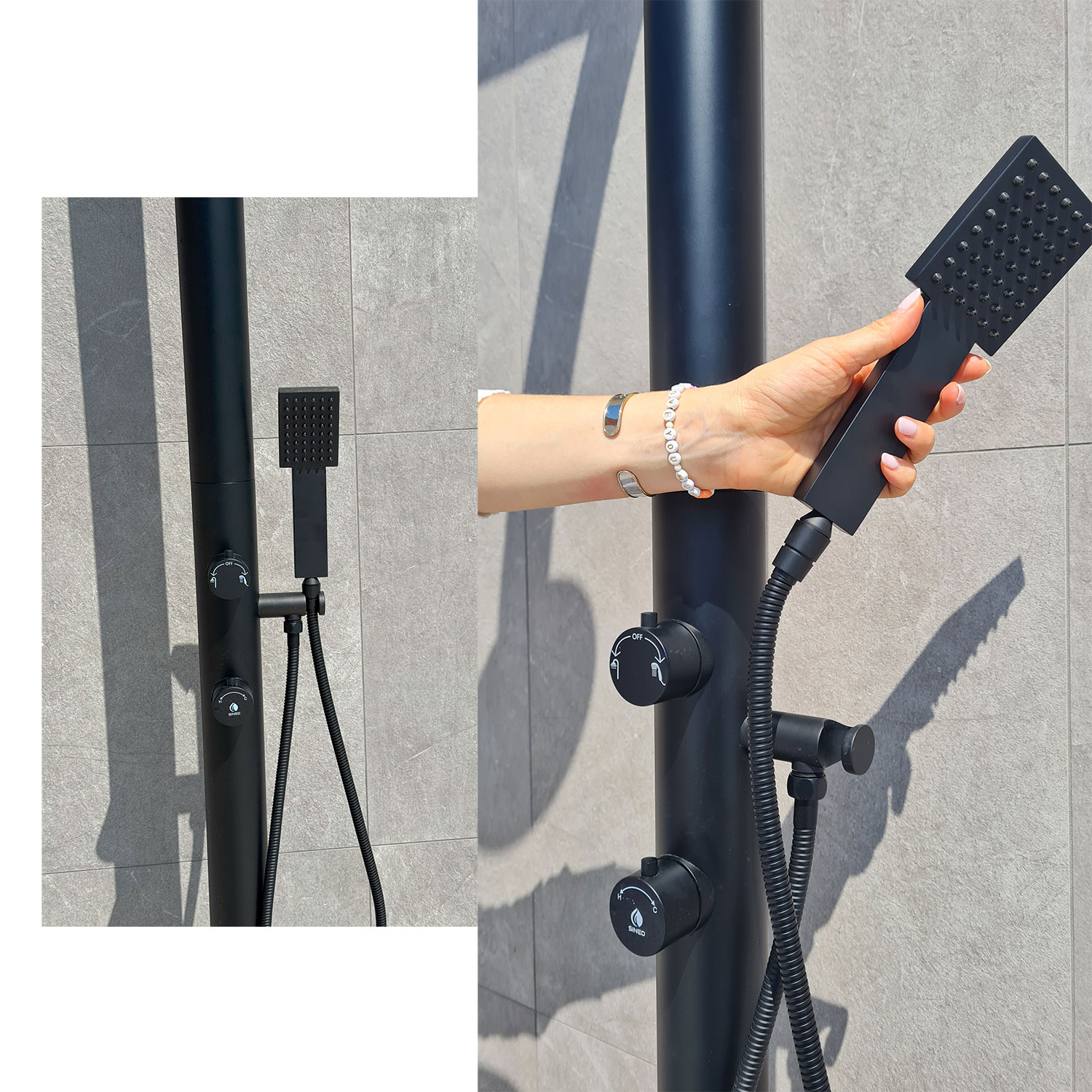 LUNA-ALU-D-NERA-LCD-4 - SINED | Duchas de piscina | Chaise longue de jardín | Chimeneas eléctricas | Calefactores infrarrojos