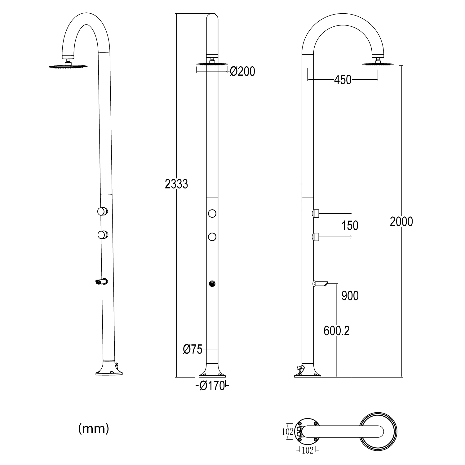 LUNA-ALU-GRIGIA-LCD - SINED | Duchas de piscina | Chaise longue de jardín | Chimeneas eléctricas | Calefactores infrarrojos