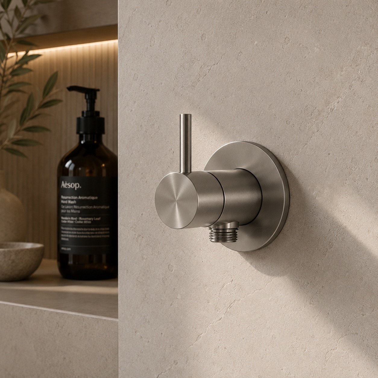 MISCELATORE-MURO-ATTACCO-SHATTAF-INOX-ambientata MISCELATORE-MURO-ATTACCO-SHATTAF-INOX