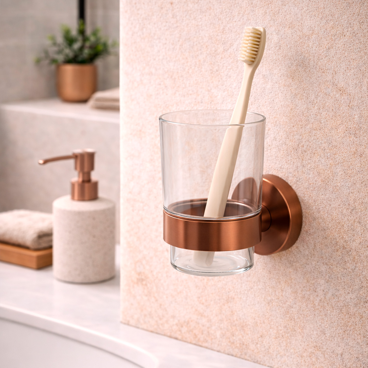 PORTA-BICCHIERE-LEVANTE-SINGOLO-ORO-ROSA