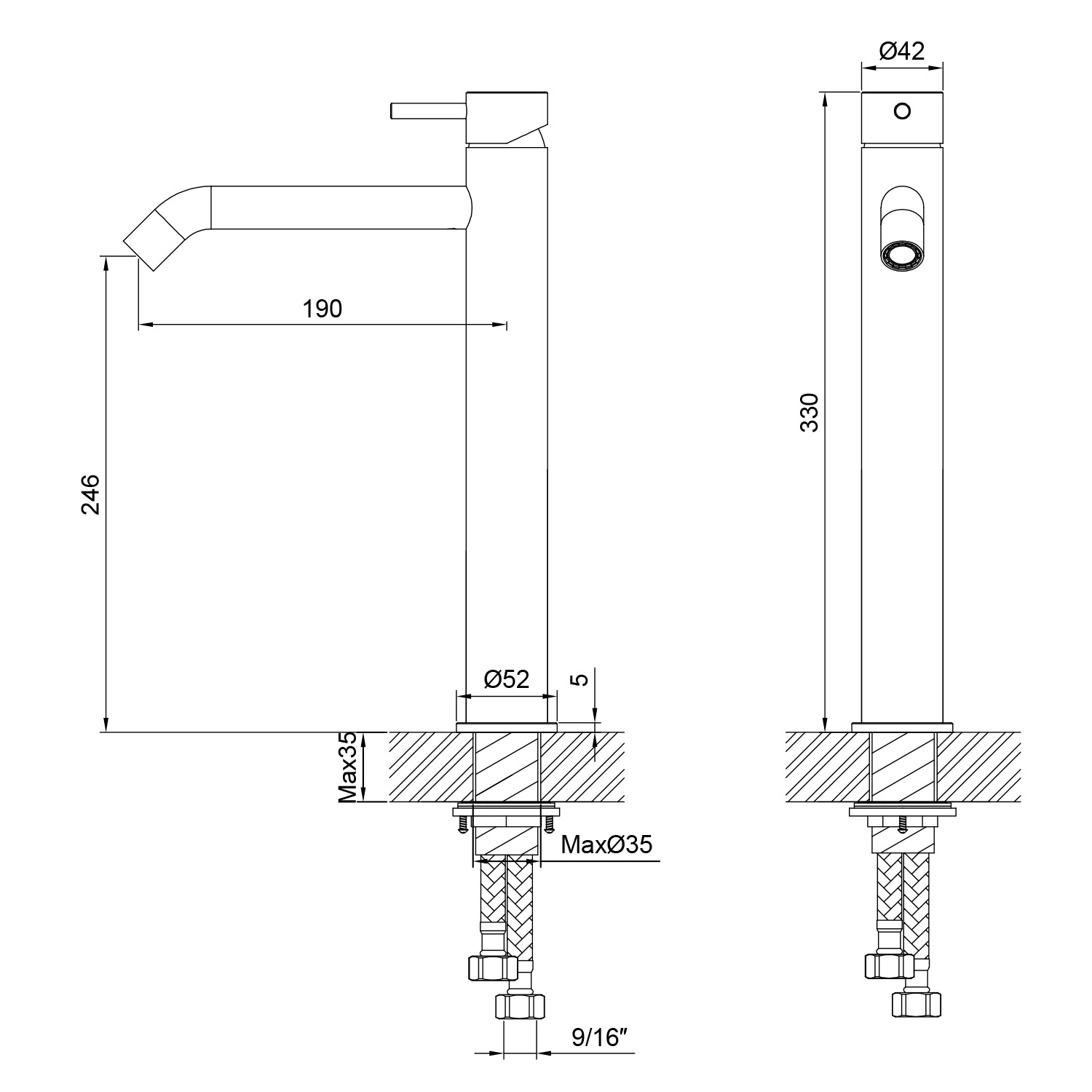 RUBINETTO-LAVABO-LEVANTE-ALTO-ORO - Imagen 3