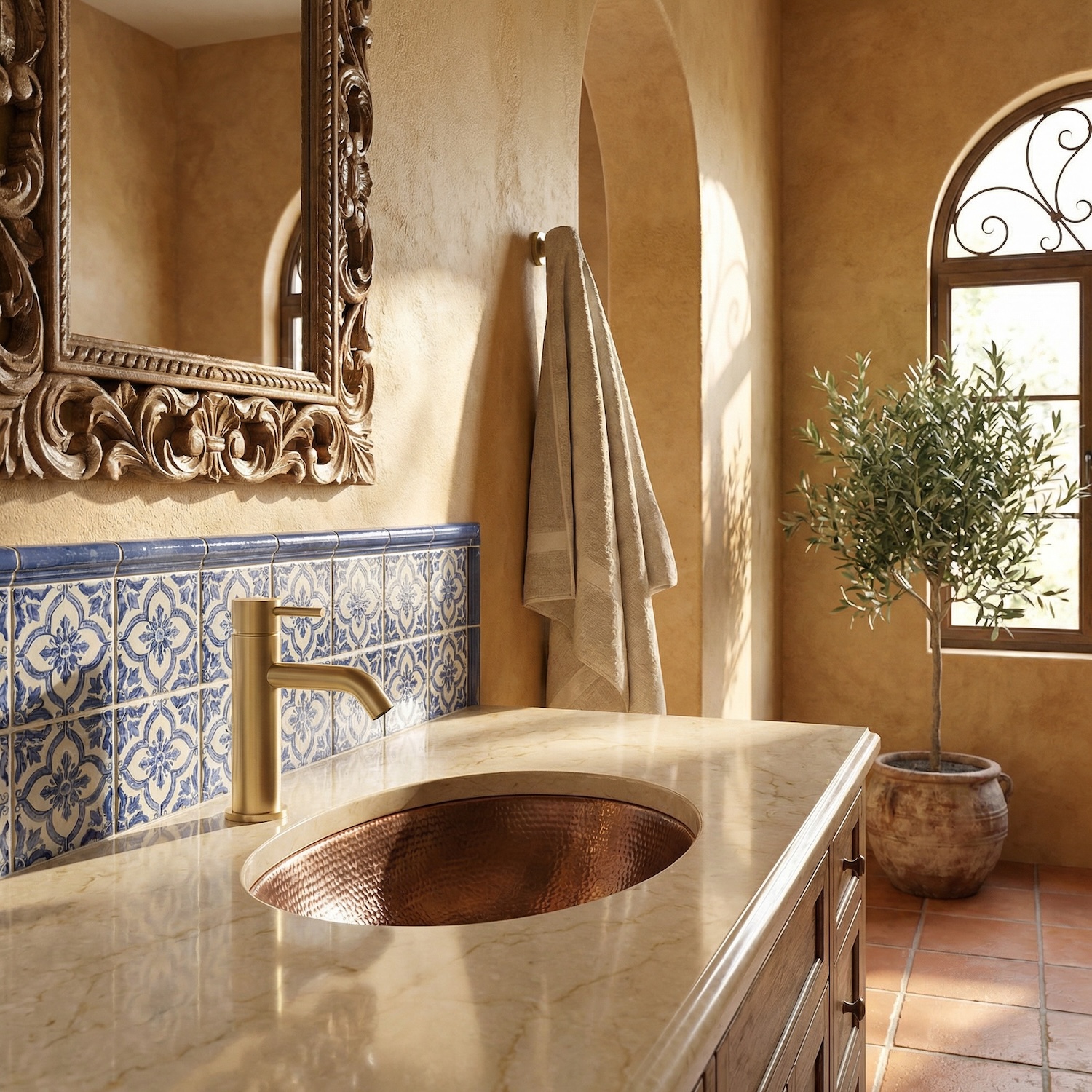 RUBINETTO-LAVABO-LEVANTE-BASSO-ORO-ambientata RUBINETTO-LAVABO-LEVANTE-BASSO-ORO