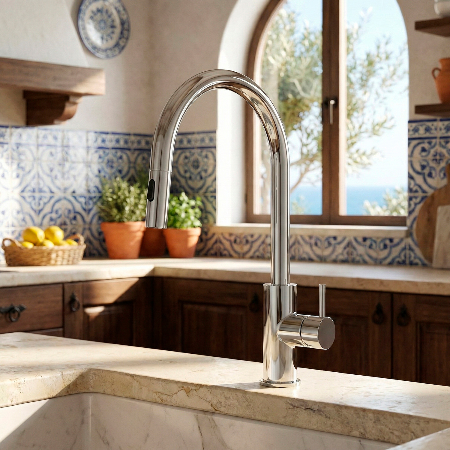 RUBINETTO-LAVELLO-LEVANTE-ESTRAIBILE-INOX