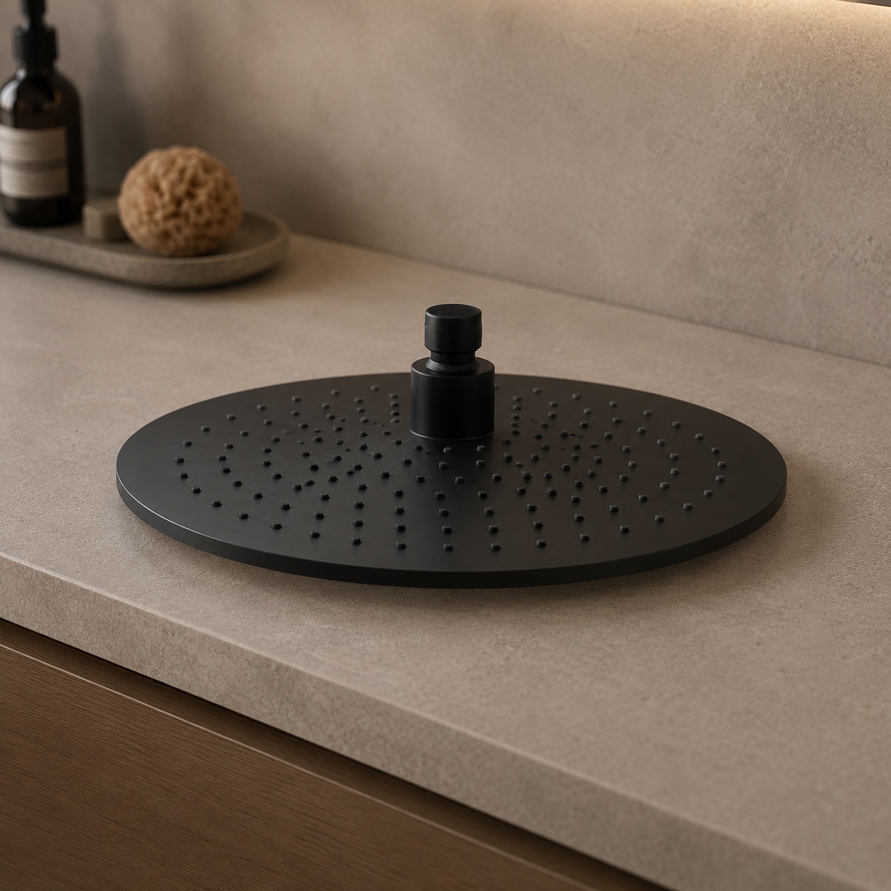 SOFFIONE-LEVANTE-25-NERO-PVD-ambientata SOFFIONE-LEVANTE-25-NERO-PVD