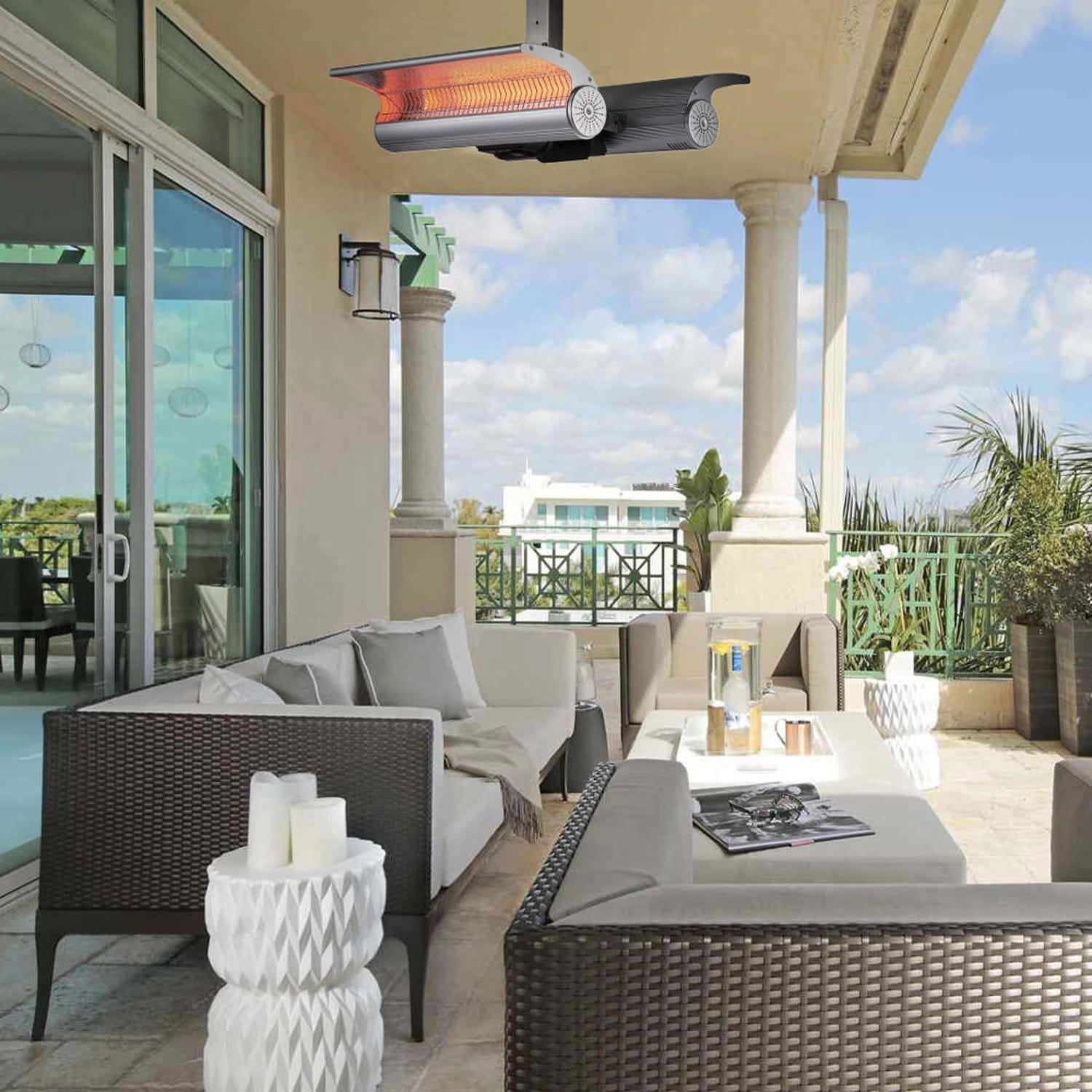 STAFFE-GEMELLE-RISCALDATORE-3 - SINED | Duchas de piscina | Chaise longue de jardín | Chimeneas eléctricas | Calefactores infrarrojos